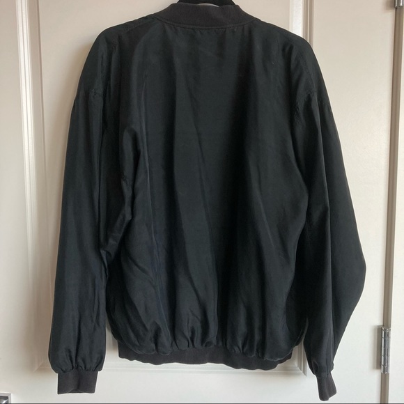Black Silk Bomber Jacket - Picture 2 of 4